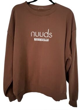 NUUDS‎ Nashville Embroidered Popup Original Crewneck Sweatshirt Chocolate Large